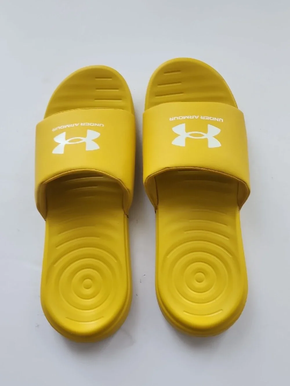Under Armour Yellow Men's Slide Sandals with White Logo